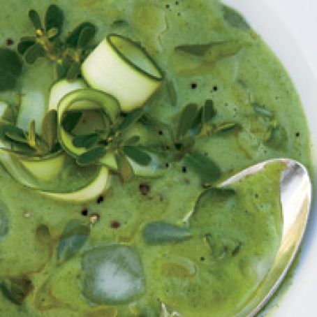 Chilled Zucchini Soup with Purslane