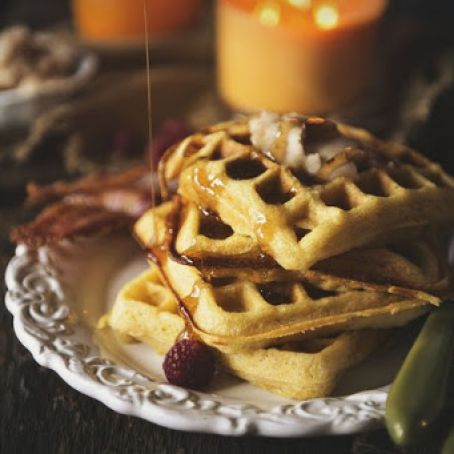 Cornmeal Buttermilk Waffles with Honey Butter