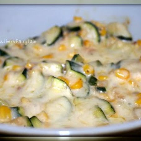 Cheesy Chipotle, Corn and Zucchini Casserole