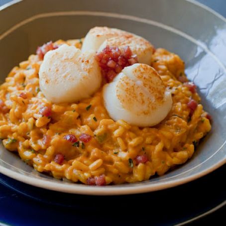 Pumpkin Risotto with Seared Scallops