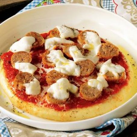 white polenta with sausage and fresh mozzarella polenta bianca con salamelle e mozzarella