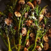 Roasted Broccolini with Winey Mushrooms