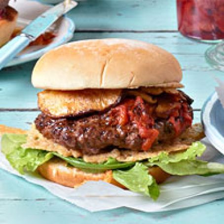 Mushroom Topped Burgers with Slow Roasted Tomato Ketchup