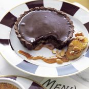 Chocolate-Caramel Tartlets with Roasted Bananas and Ginger-Citrus Caramel