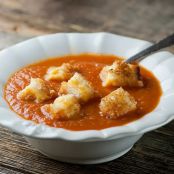 Tomato Soup with Grilled Cheese Croutons
