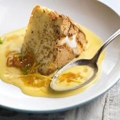 Pan-Toasted Angel Food Cake with Vanilla Custard