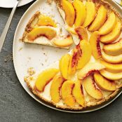 Delicious Creamy Peach Tart with Smoky Almond Crust