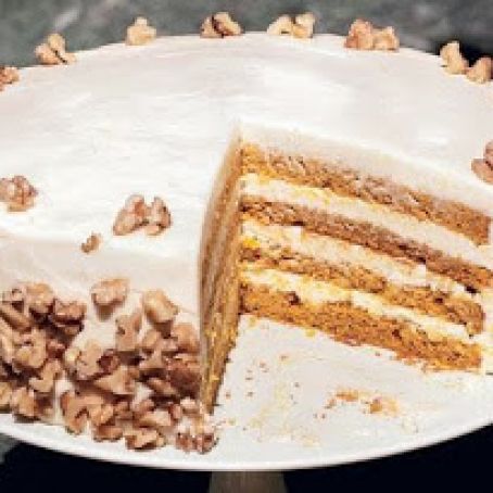 Four Layer Pumpkin Cake with Orange Cream Cheese Frosting