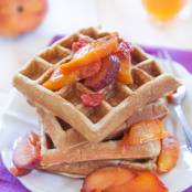 MACADAMIA WAFFLES WITH FRUIT SYRUP