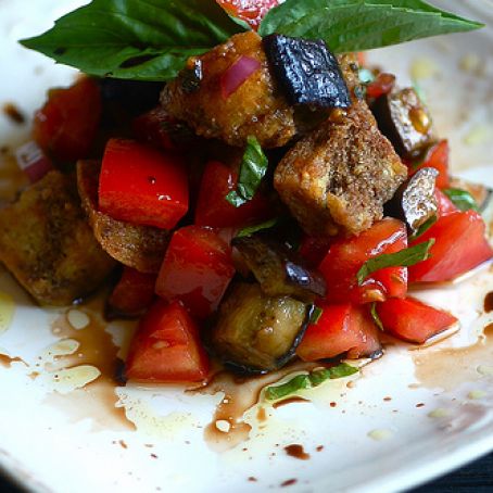 baked eggplant bruschetta salad
