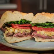 Mario Batali's Grilled Skirt Steak Sandwich with Charred Corn Mustard