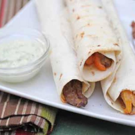 Grilled Beef Taquitos with Avocado Ranch Sauce
