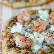 Shrimp and Pesto Pizza with Goat Cheese
