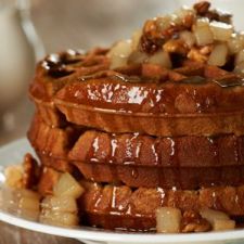 Gingerbread Waffles with a Pear-Walnut Compote