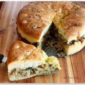 Stuffed Focaccia Bread With Sausage and Onions