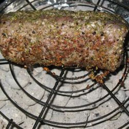 Grilled Beef Tenderloin with Herb-Garlic-Pepper Coating
