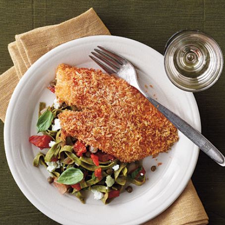 Crispy Oven Baked Tilapia with Lemon-Tomato Fettuccine