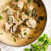 Crockpot Chicken Meatballs with Asiago Cream Gravy