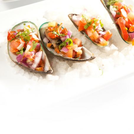 Mejillones a la vinagreta en su concha