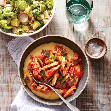 Chicken and Poblano Stew with Polenta