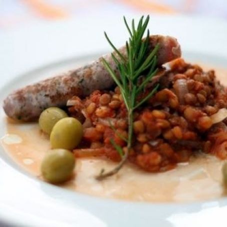 Salsiccia med röd linsröra