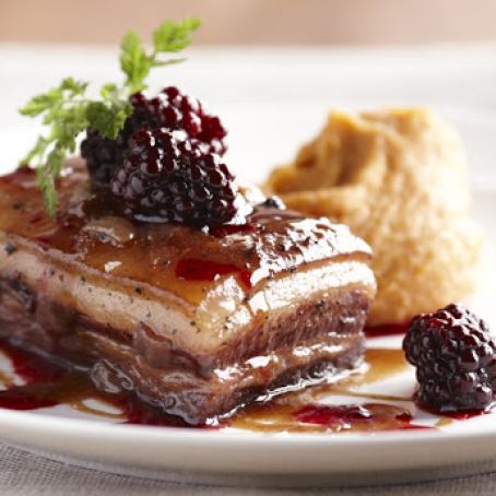Pork Belly with Blackberry Port Reduction