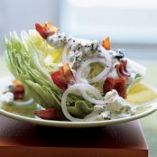 Iceberg Wedge with Warm Bacon and Blue Cheese Dressing