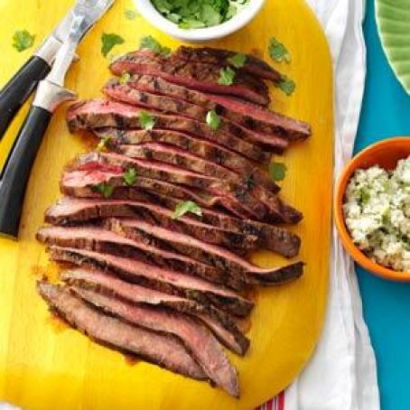 Flank Steak with Cilantro & Blue Cheese Butter Recipe