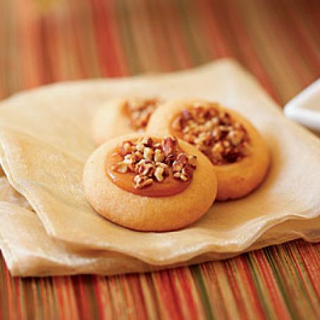 Nutty Caramel Thumbprint Cookies