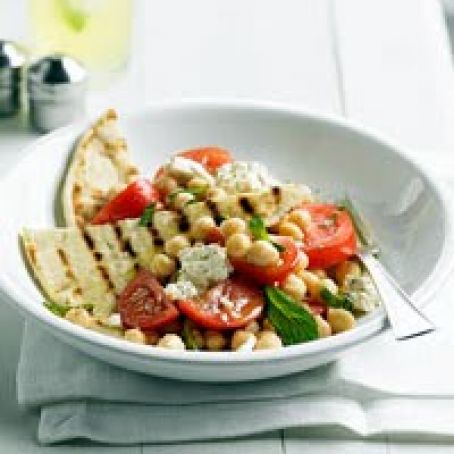 Chickpea Salad with Grilled Pita