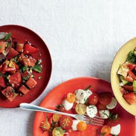 Chopped salad with pita croutons