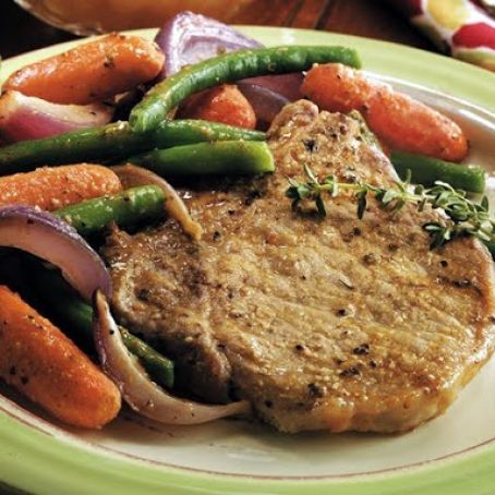 Oven-Roasted Pork Chops and Vegetables