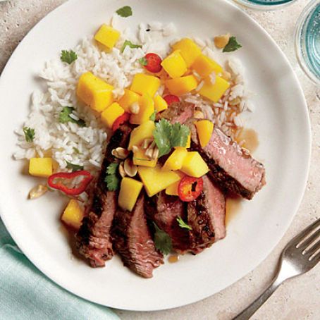 Grilled Sirloin Steak with Mango and Chile Salad