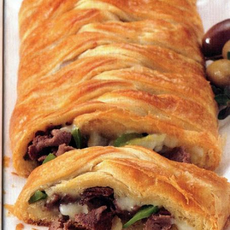 Cheese Steak Crescent Braid