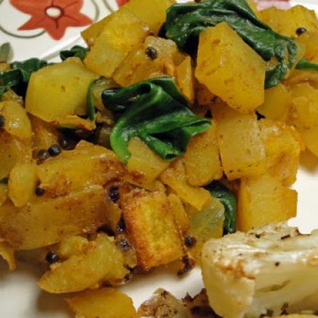 Spiced Potatoes with Spinach