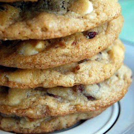 White Chocolate Chip Oat Cookies with Dried Cranberries and Slivered Almonds