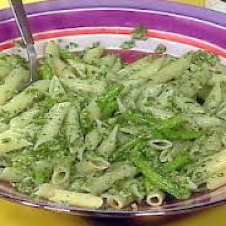 Penne with Sugar  Snap Peas and Arugula Pesto