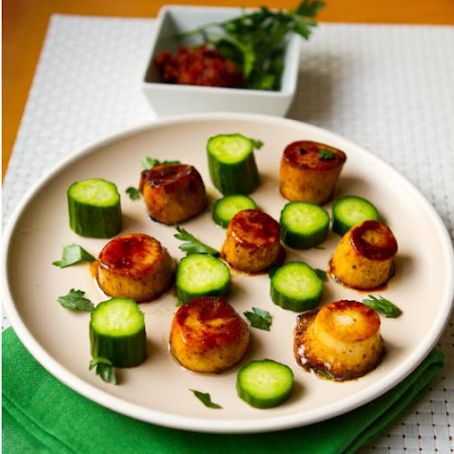 King Oyster Mushroom Vegan Scallops with Persian Cucumbers