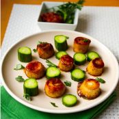 King Oyster Mushroom Vegan Scallops with Persian Cucumbers
