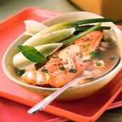 Crispy Salmon in Vegetable Broth