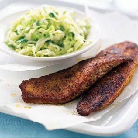 Blackened Tilapia with Cilantro-Lime Slaw