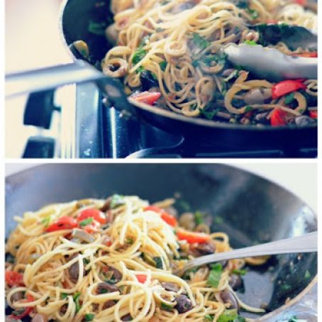 Spicy Pasta Puttanesca with Loads of Fresh Herbs