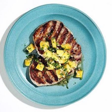 GRILLED PORK CHOPS w/PINEAPPLE SALSA