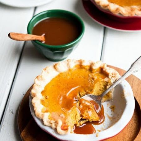 Pumpkin Pie with Caramel Brandy Hard Sauce