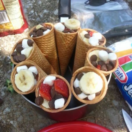 Waffle Cones on the Campfire