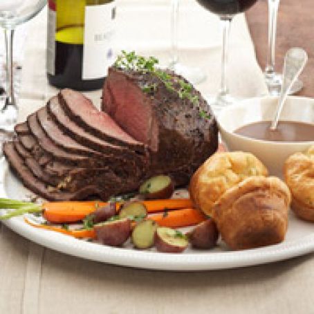 Peppercorn Roast Beef with Herbed Yorkshire Puddings