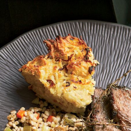 Potato Kugel with Fried Shallots