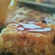 Fresh apple cake with caramel sauce