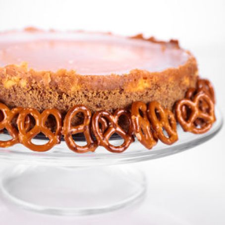 Chocolate-Covered Caramel Pretzel Cheesecake