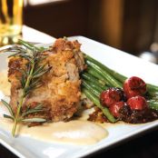 Chicken-fried Steak with Pepper Gravy, Tomato Confit, and Bacon Balsamic Reduction